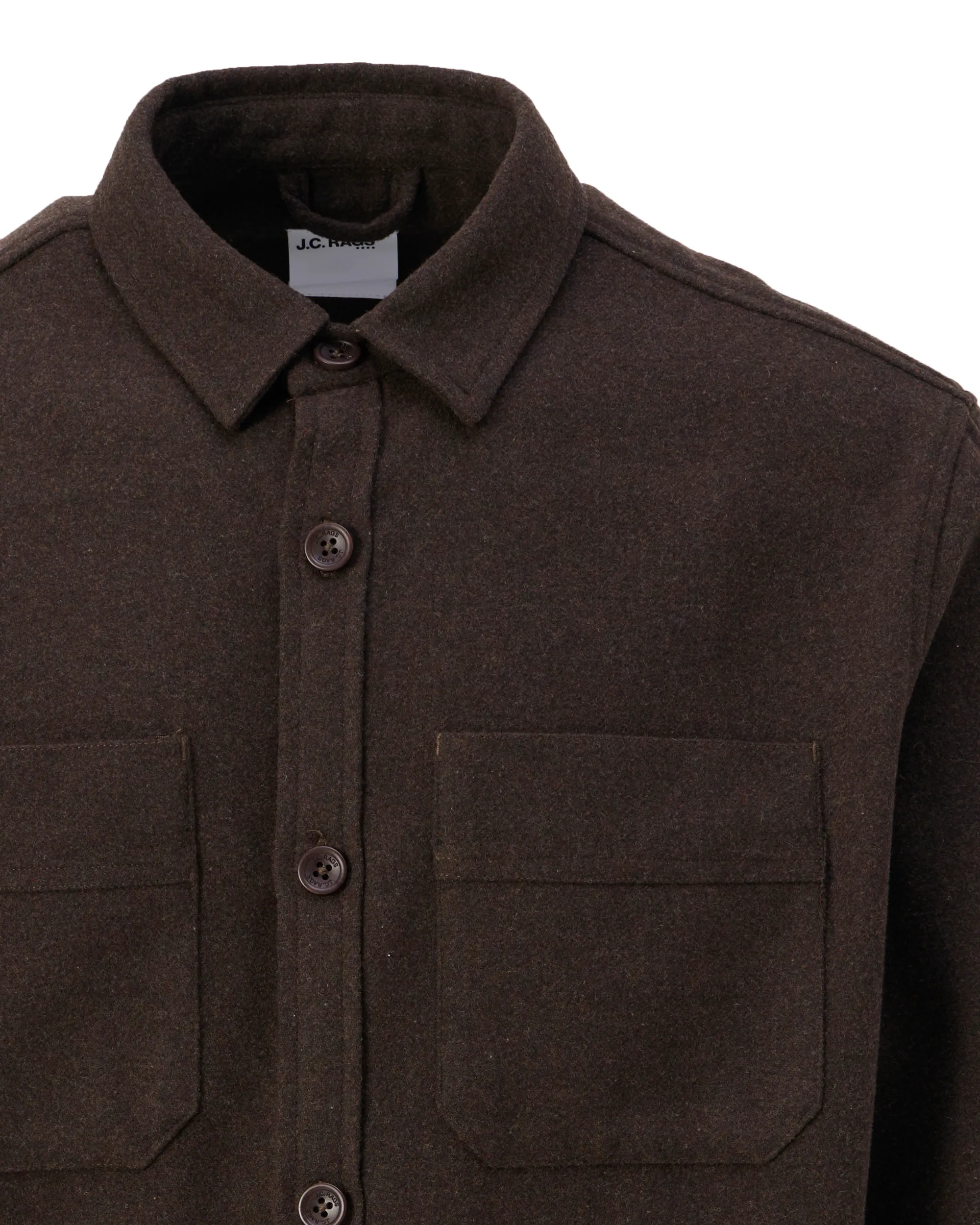 J.C. RAGS Ace Wool Overshirt Brown melange 108436-001-L