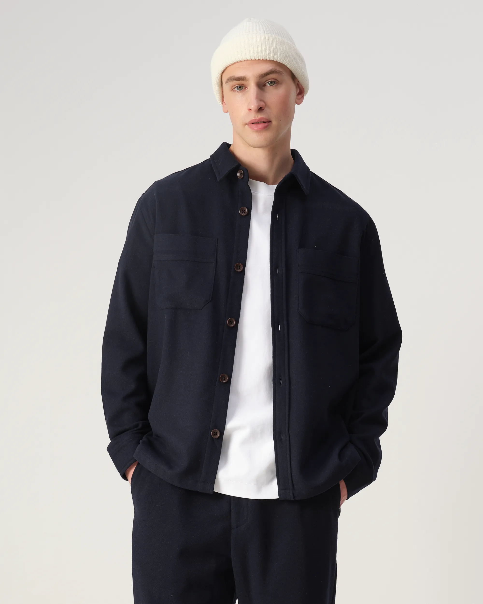 J.C. RAGS Ace Wool Overshirt Sky Captain melange 108436-002-L