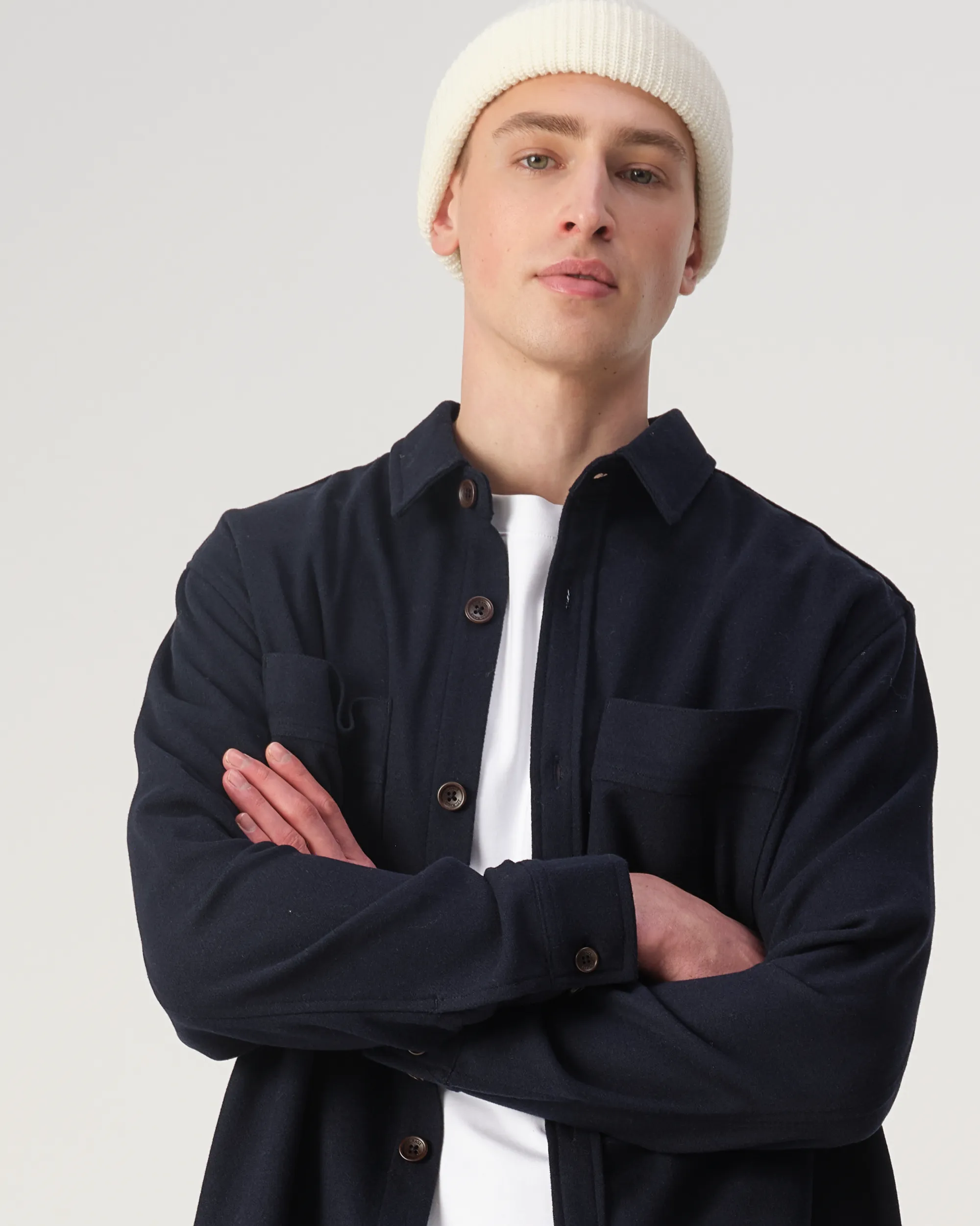 J.C. RAGS Ace Wool Overshirt Sky Captain melange 108436-002-L