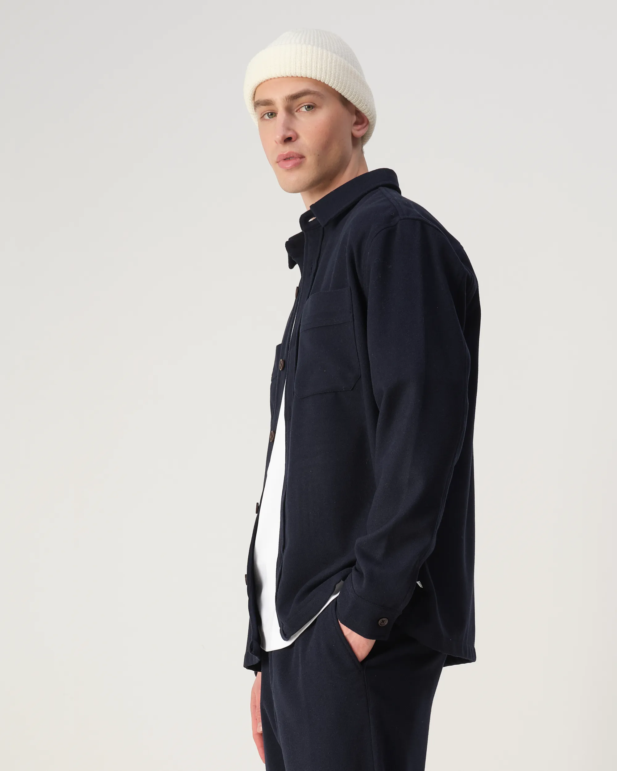 J.C. RAGS Ace Wool Overshirt Sky Captain melange 108436-002-L