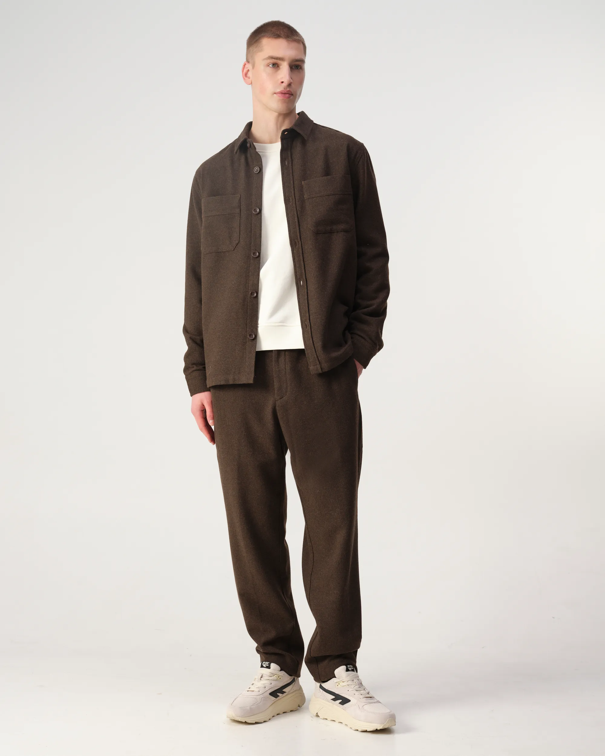J.C. RAGS Dave Wool Pantalon Brown melange 108437-001-L