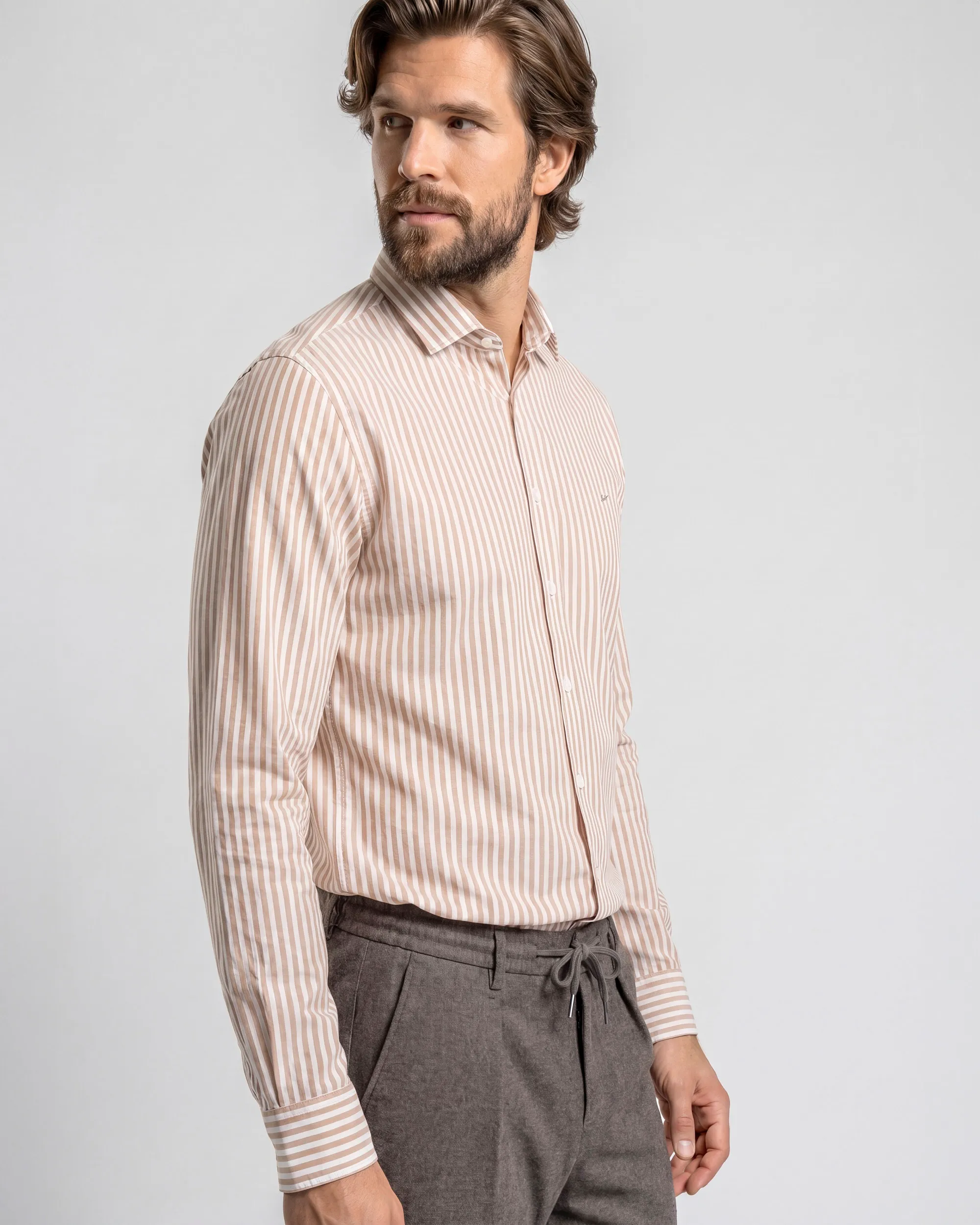 Campbell Casual Overhemd LM Sequoia brown 108442-002-L