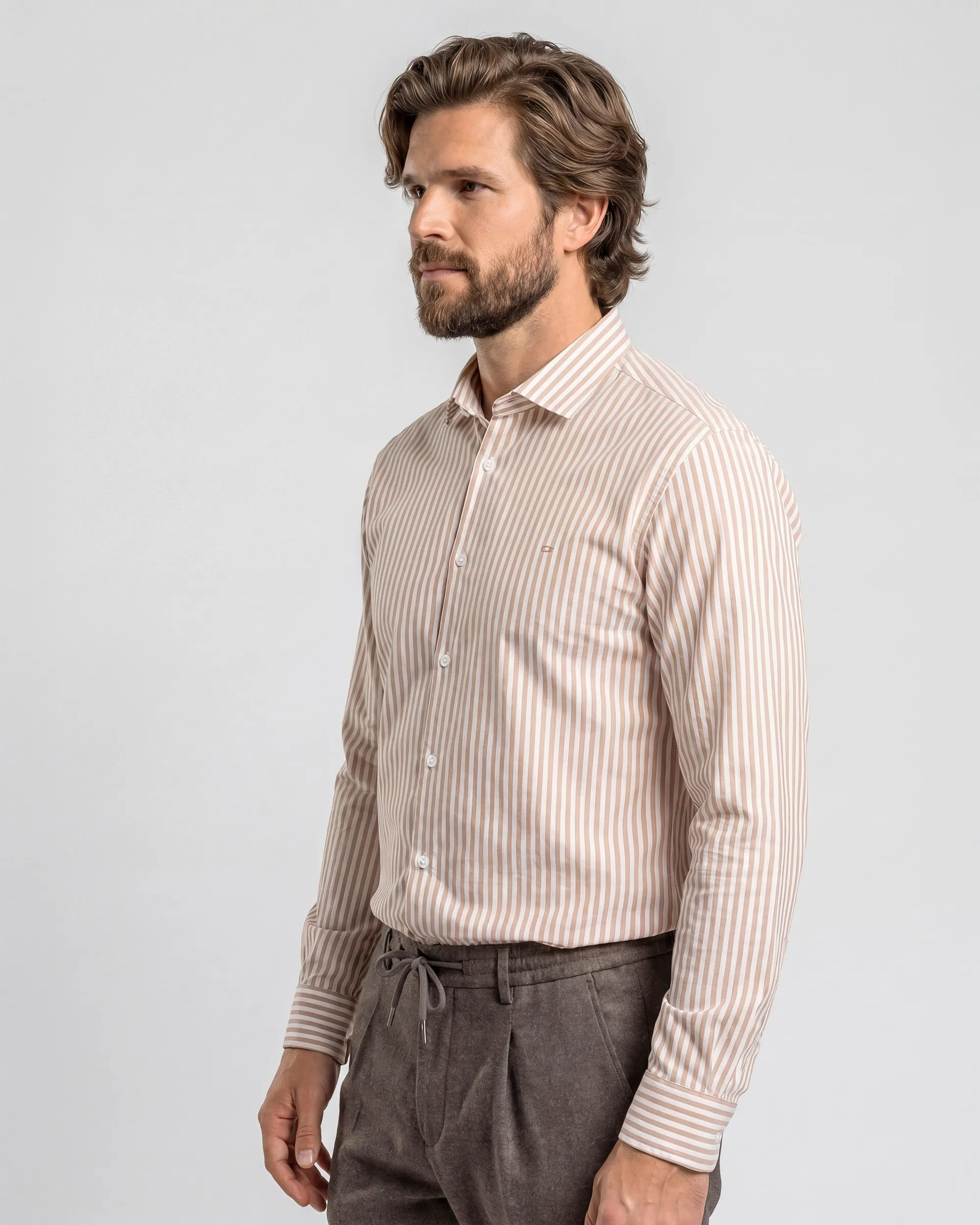 Campbell Casual Overhemd LM Sequoia brown 108442-002-L