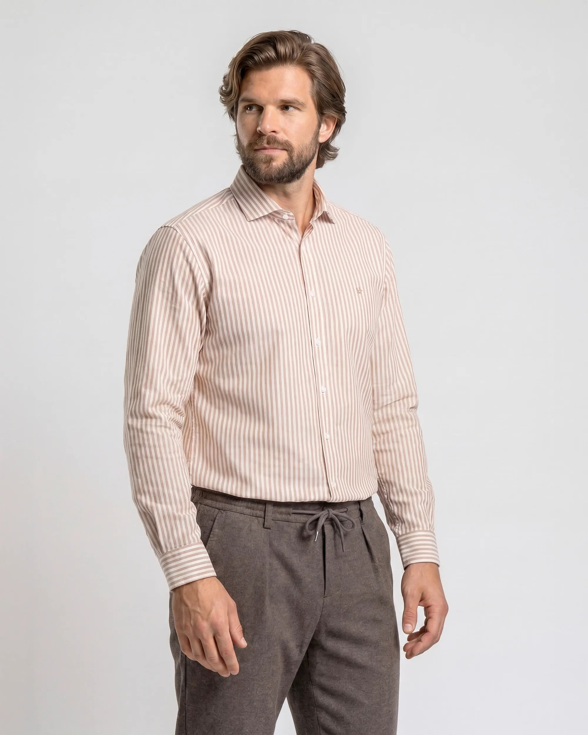 Campbell Casual Overhemd LM Sequoia brown 108442-002-L