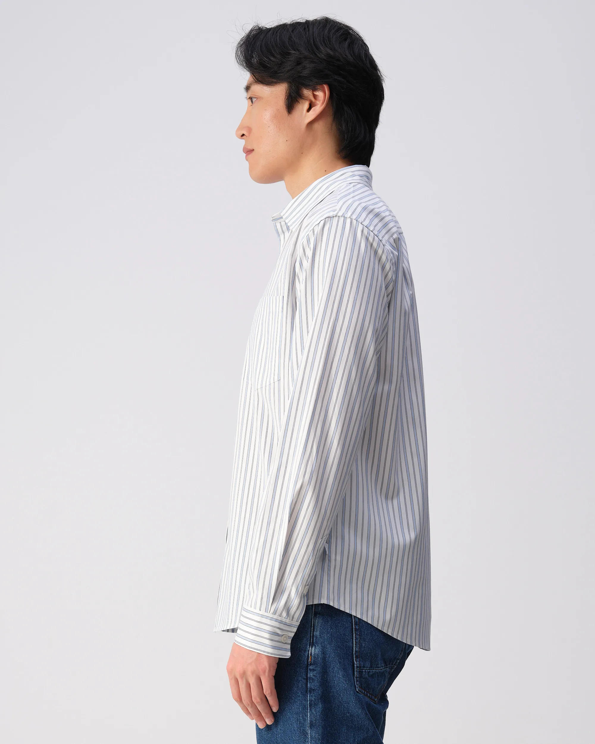 J.C. RAGS Casual Overhemd LM White streep 108451-001-L