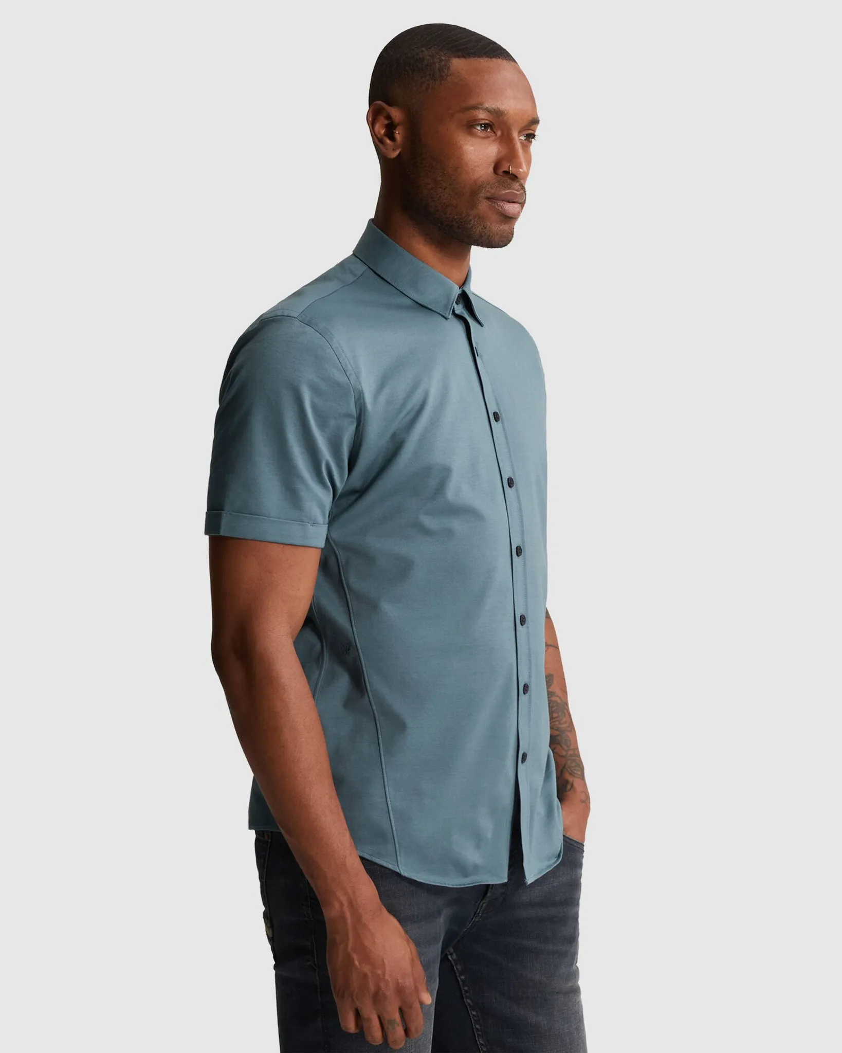 Cast Iron Casual Overhemd Blauw 108618-001-L