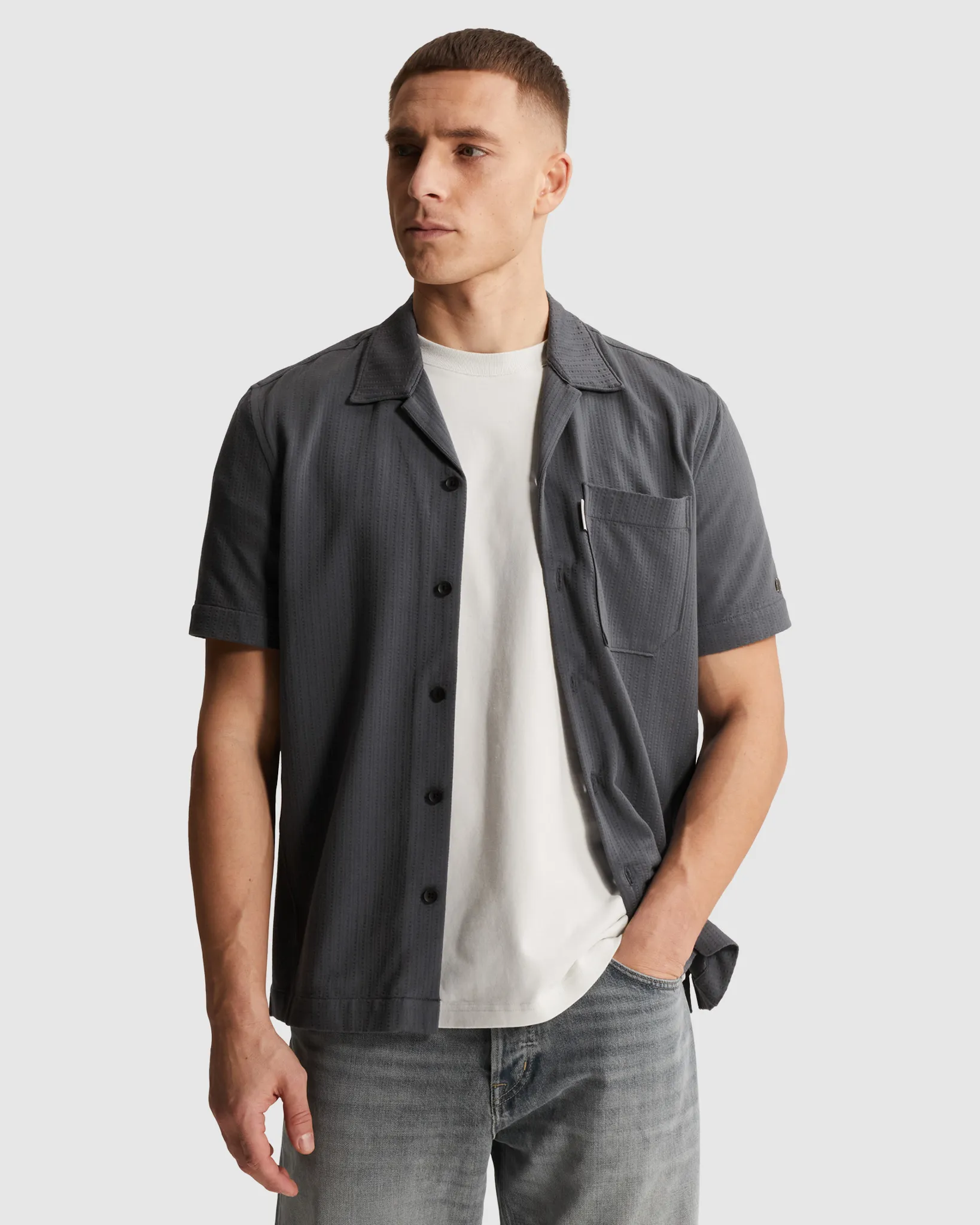 Cast Iron Casual Overhemd Grijs 108622-001-L