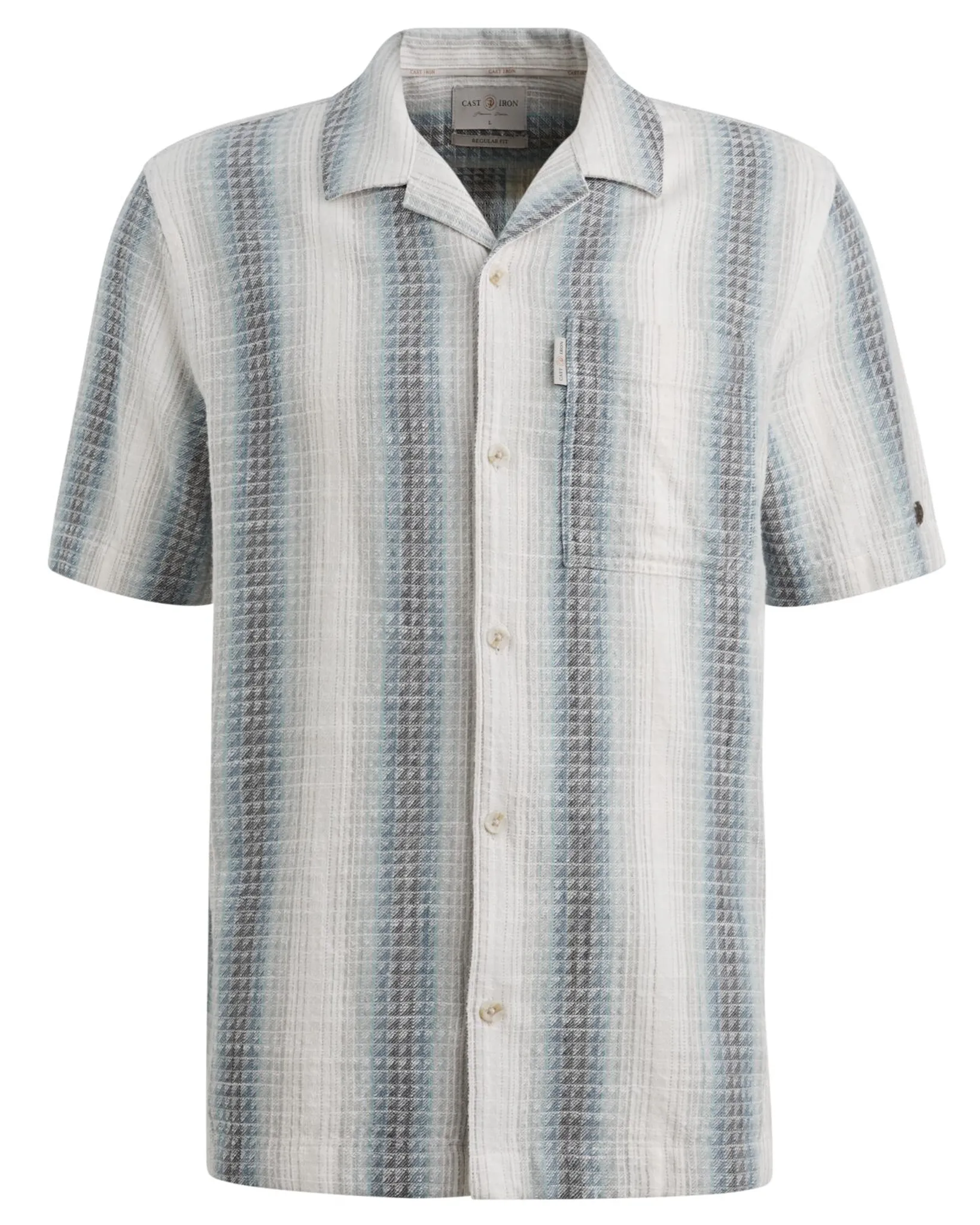 Cast Iron Casual Overhemd KM Blauw 108623-001-L