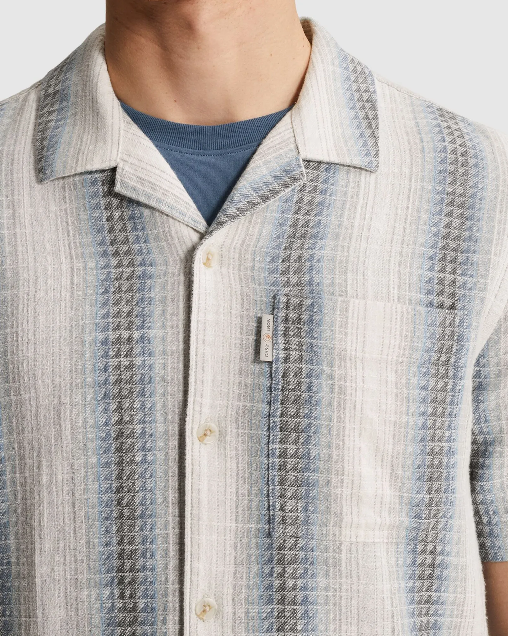 Cast Iron Casual Overhemd KM Blauw 108623-001-L