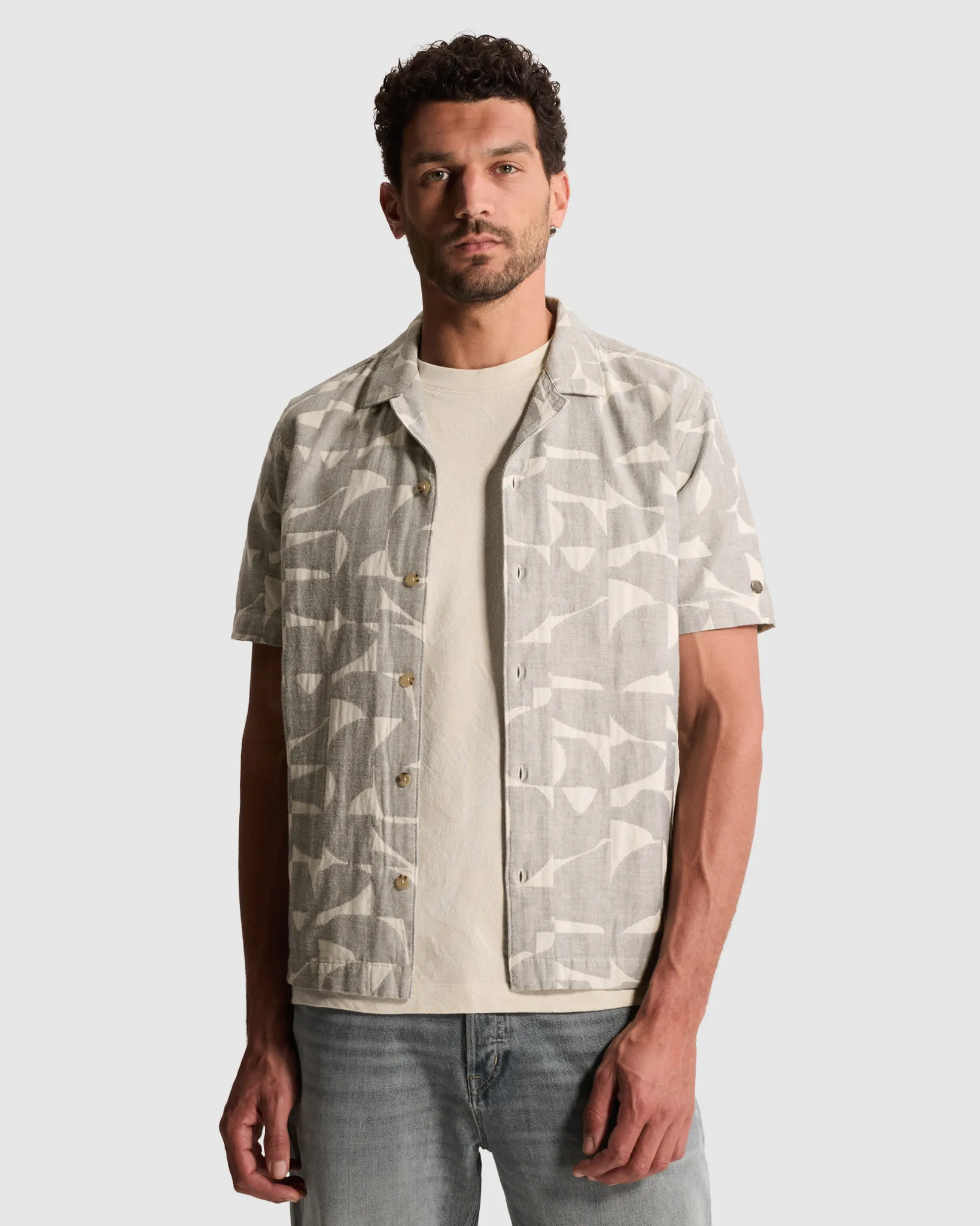 Cast Iron Casual Overhemd Grijs 108645-001-L