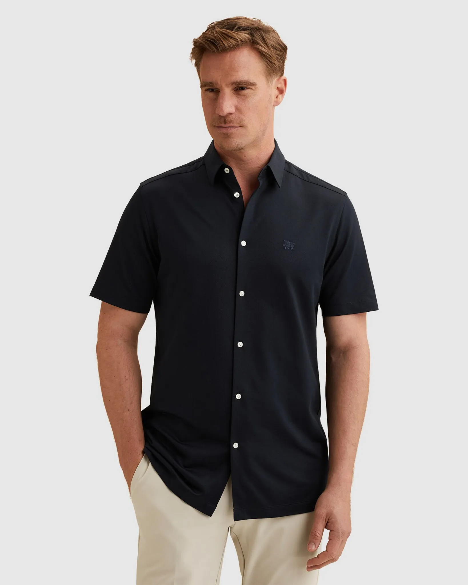 Vanguard Casual Overhemd KM Blauw 109018-001-L