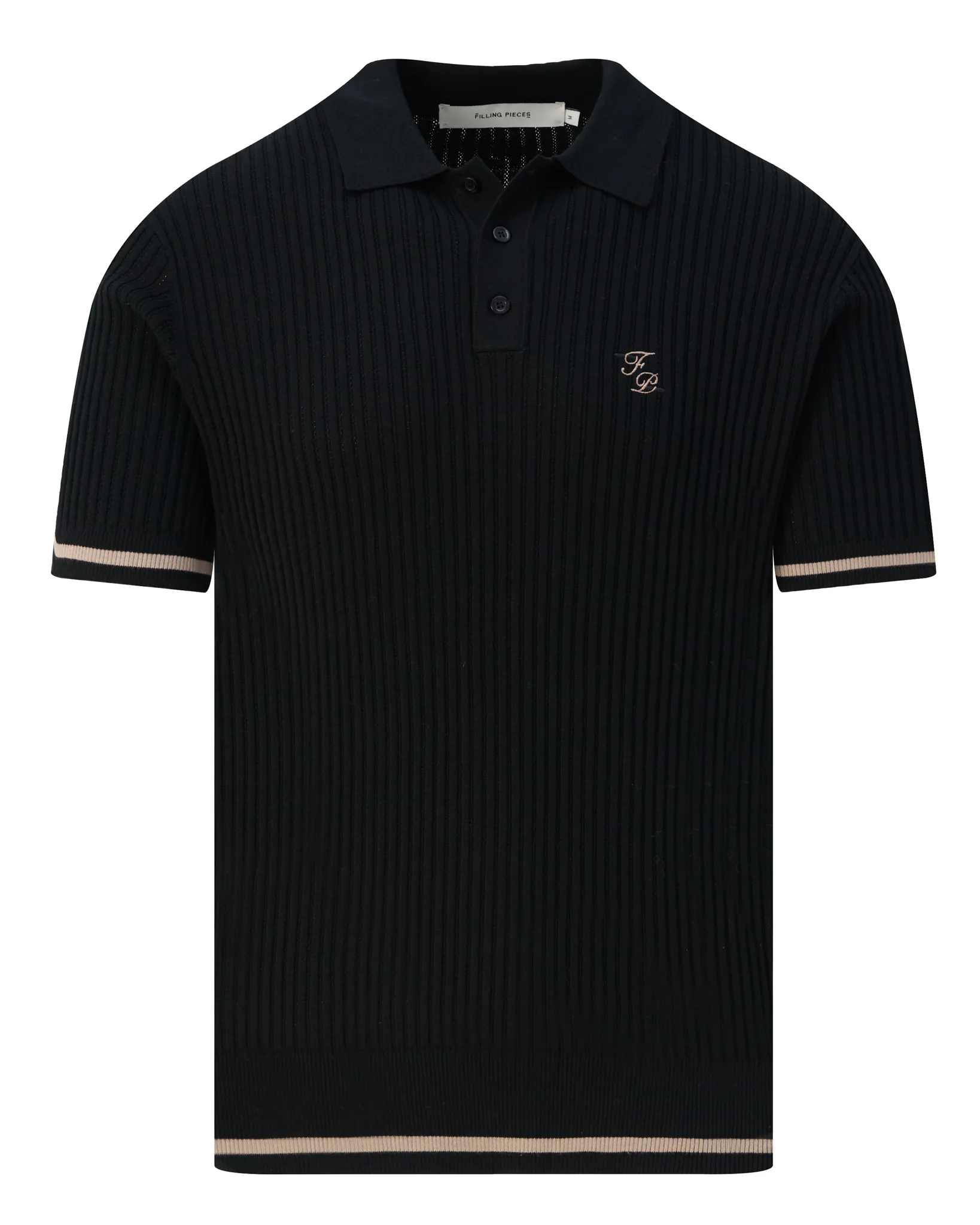 Filling Pieces Fine Knit Polo Zwart 109555-001-L