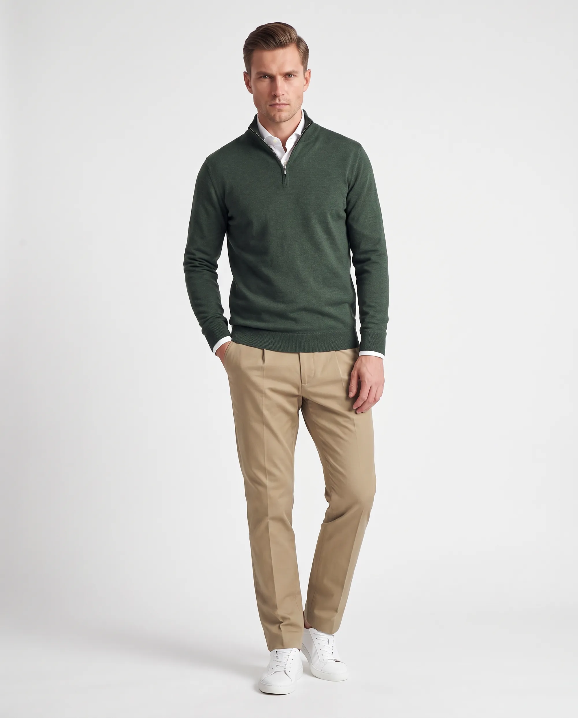 Vesper Schipperstrui Huxton Duck green melange 110731-005-L