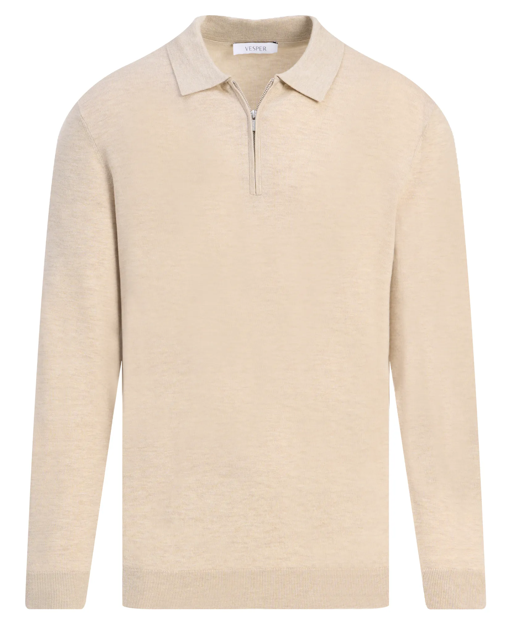 Vesper Polo lange mouw Pimlico Beige melange 110732-002-L