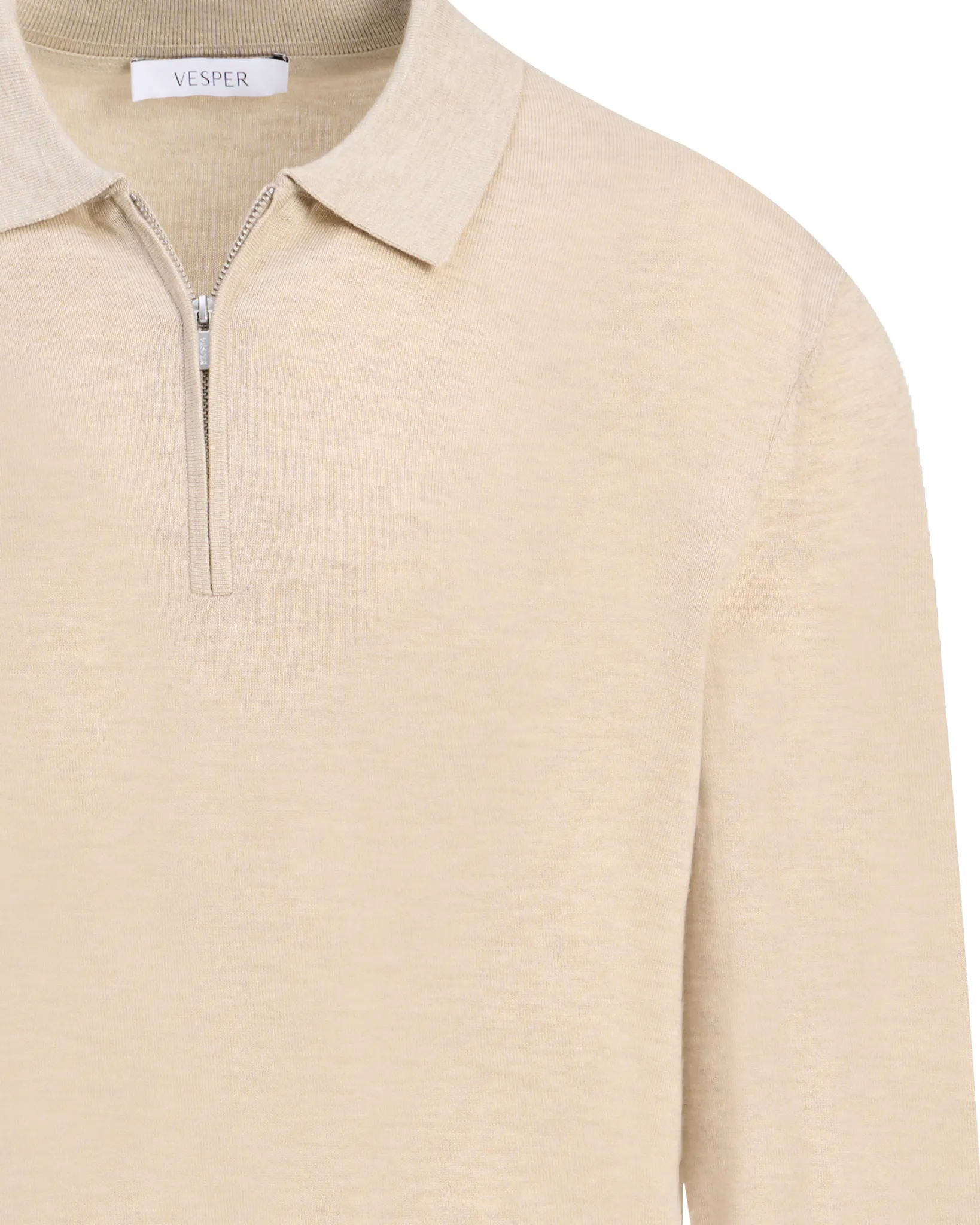 Vesper Polo lange mouw Pimlico Beige melange 110732-002-L