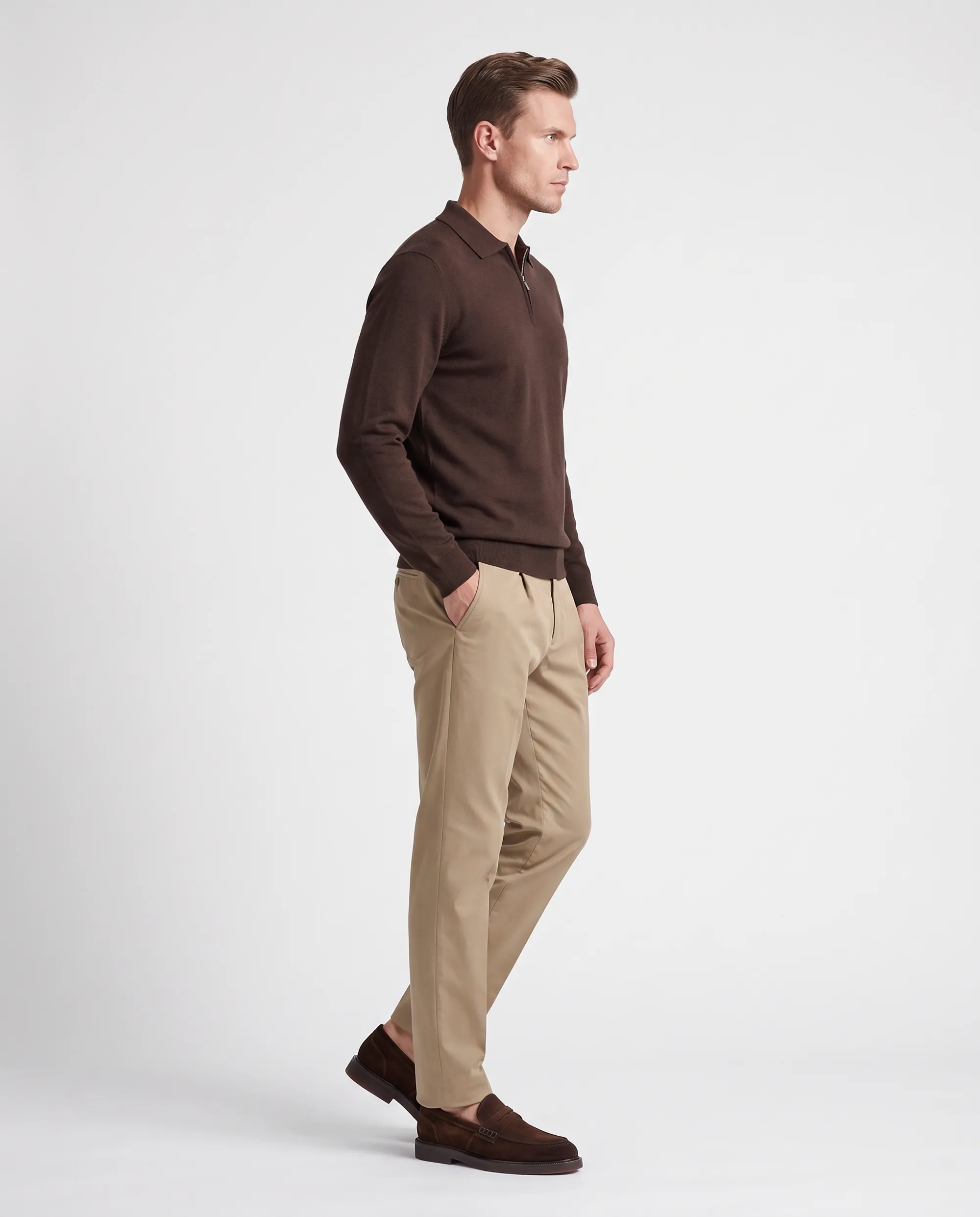 Vesper Polo lange mouw Pimlico Dark brown 110732-003-L
