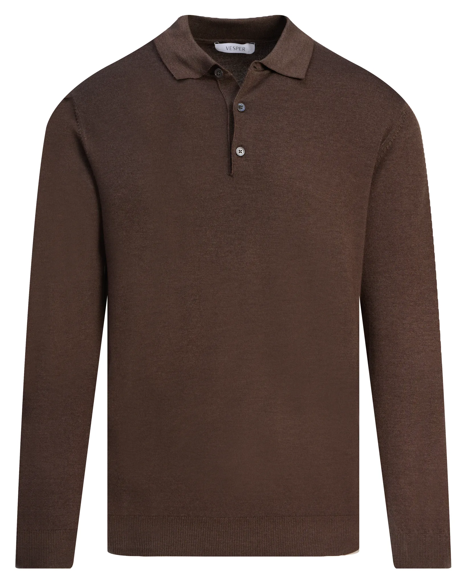 Vesper Polo lange mouw Landsdowne Bruin uni 110736-002-L