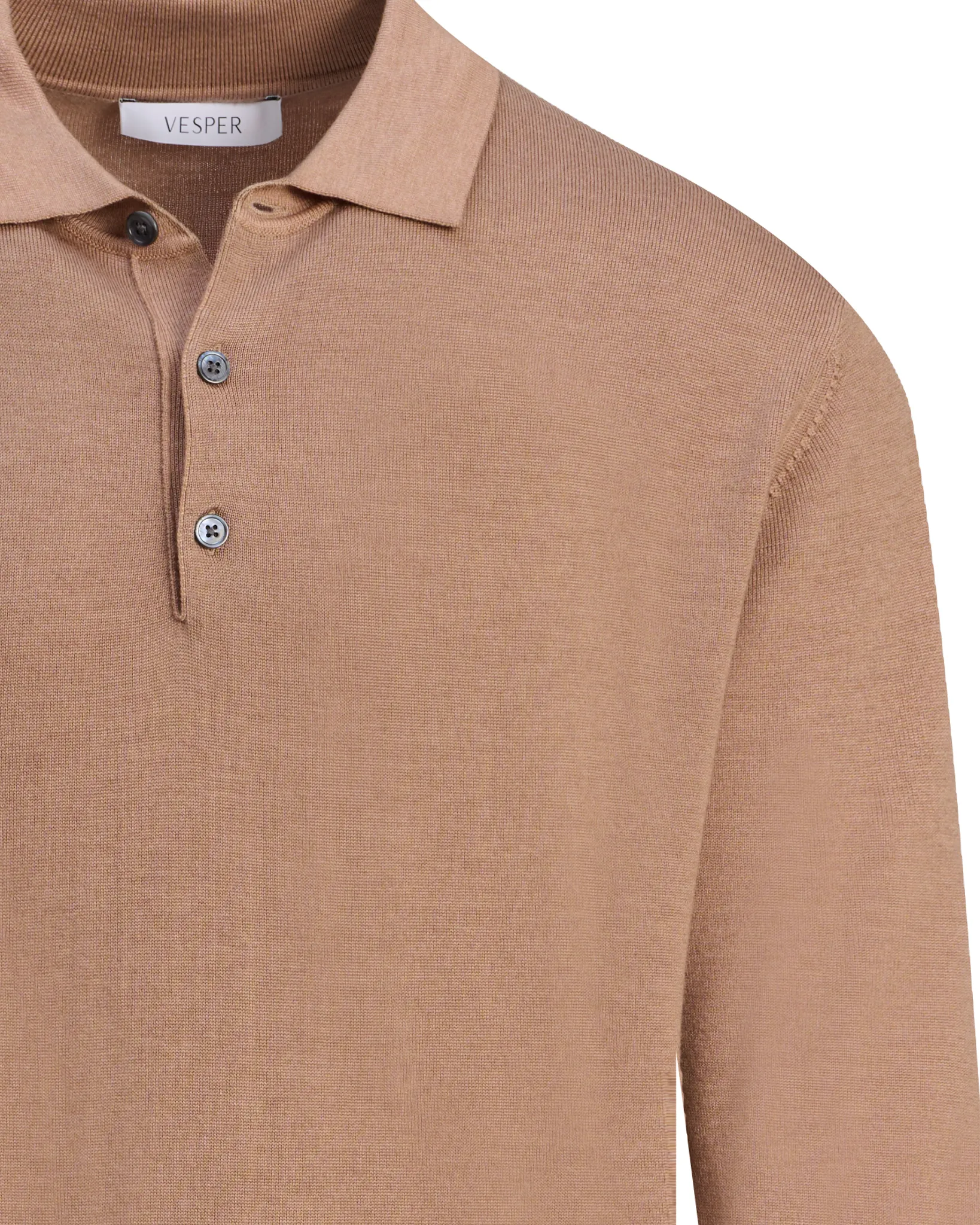Vesper Polo lange mouw Landsdowne Beige uni 110736-003-L