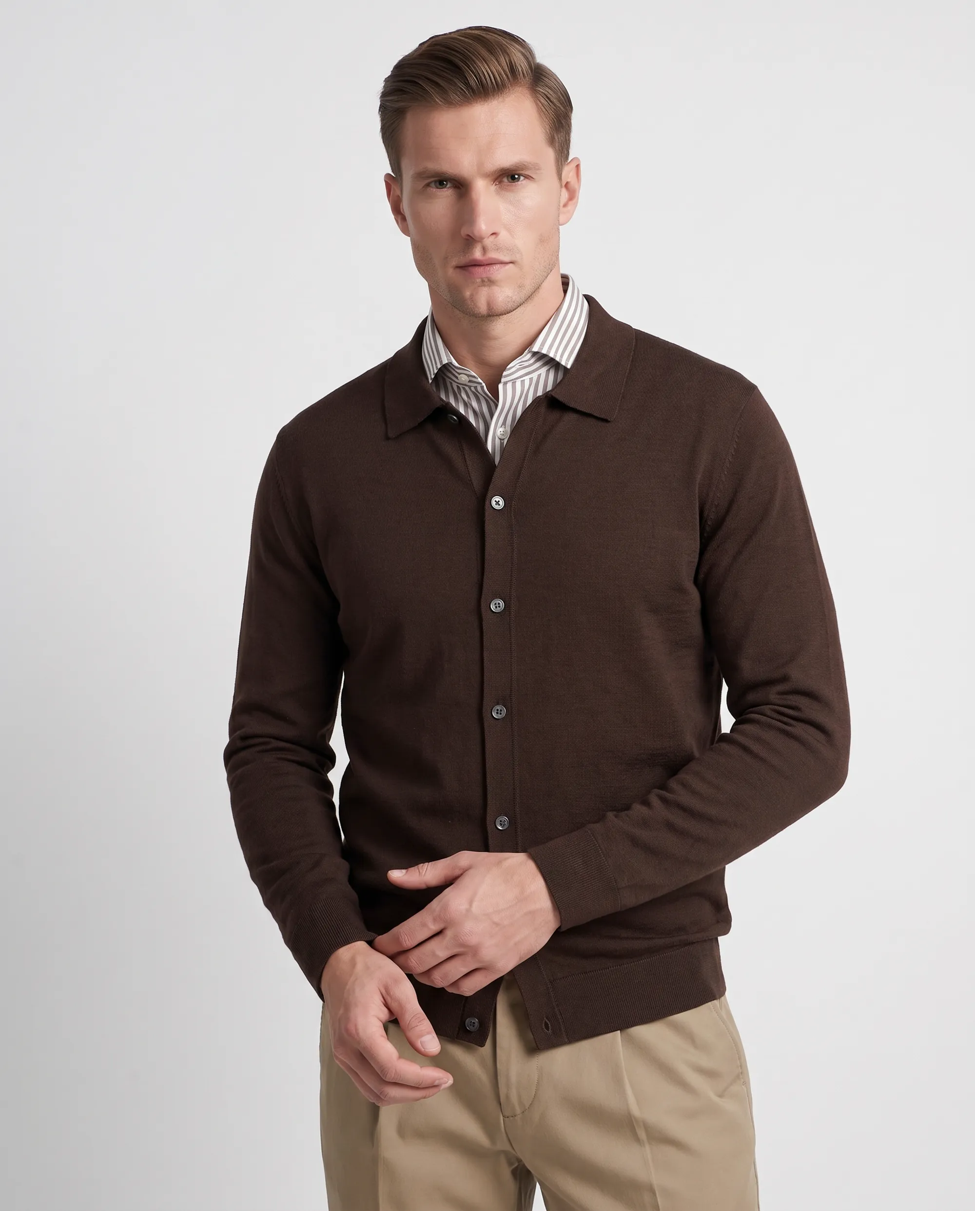 Vesper Polo lange mouw Chelsea Dark brown 110833-002-L