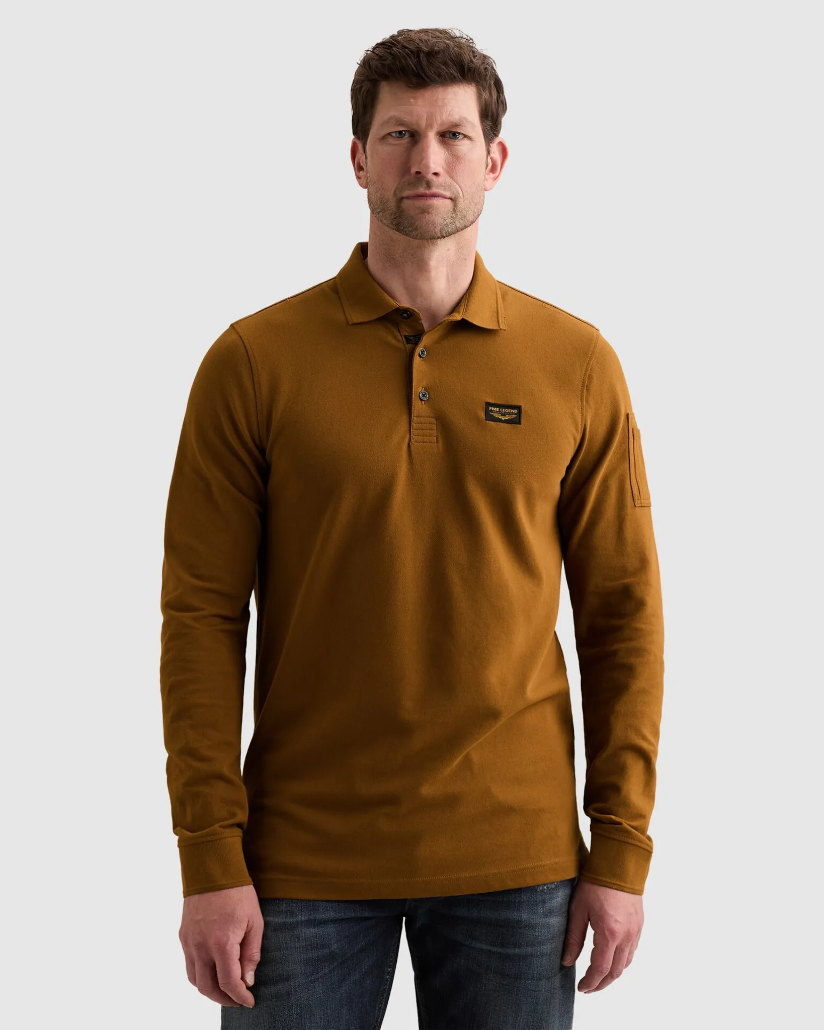 PME Legend Polo Lange mouw Bruin 111517-001-L