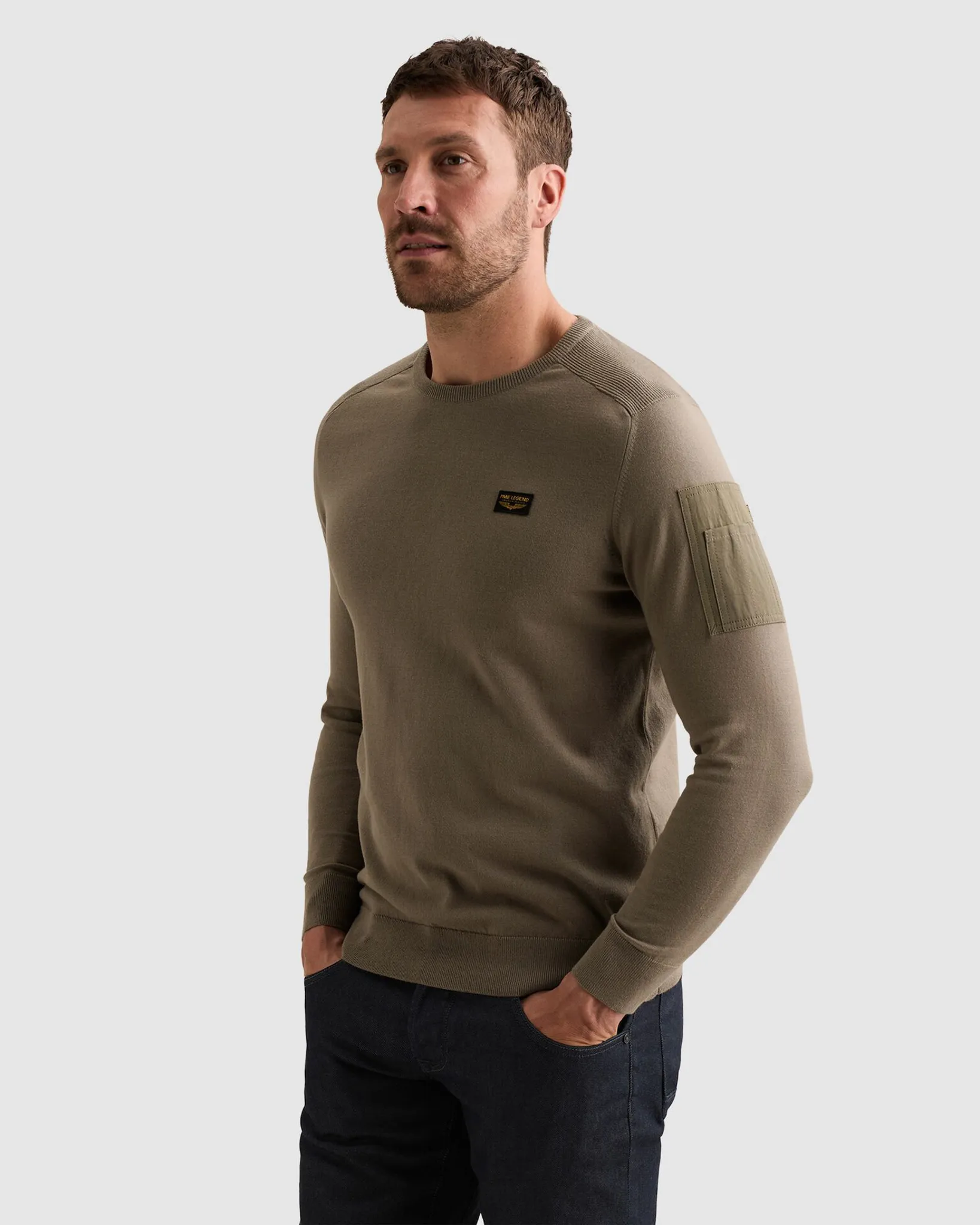 PME Legend Trui ronde hals Donker groen 111526-001-L