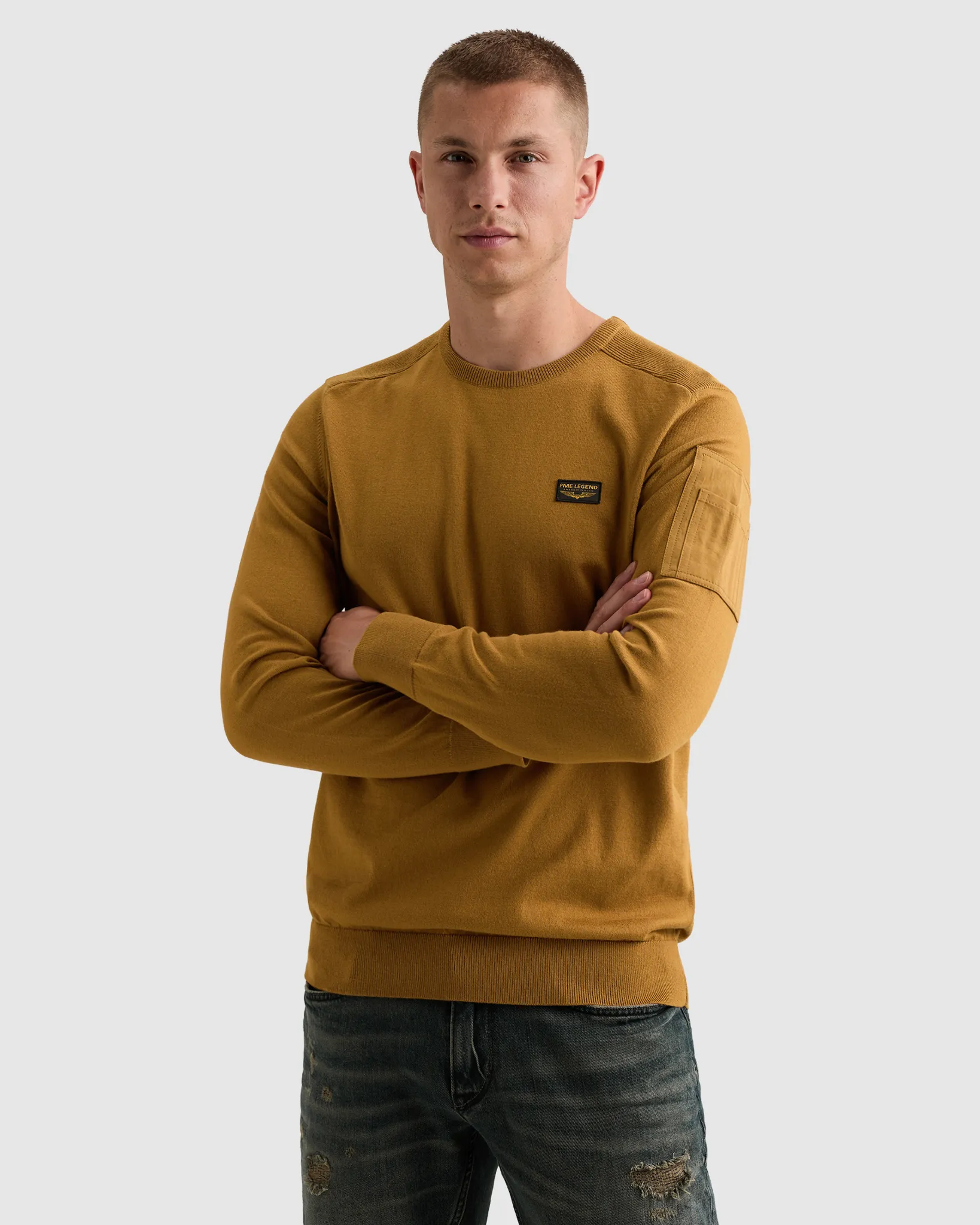 PME Legend Trui ronde hals Bruin 111529-001-L