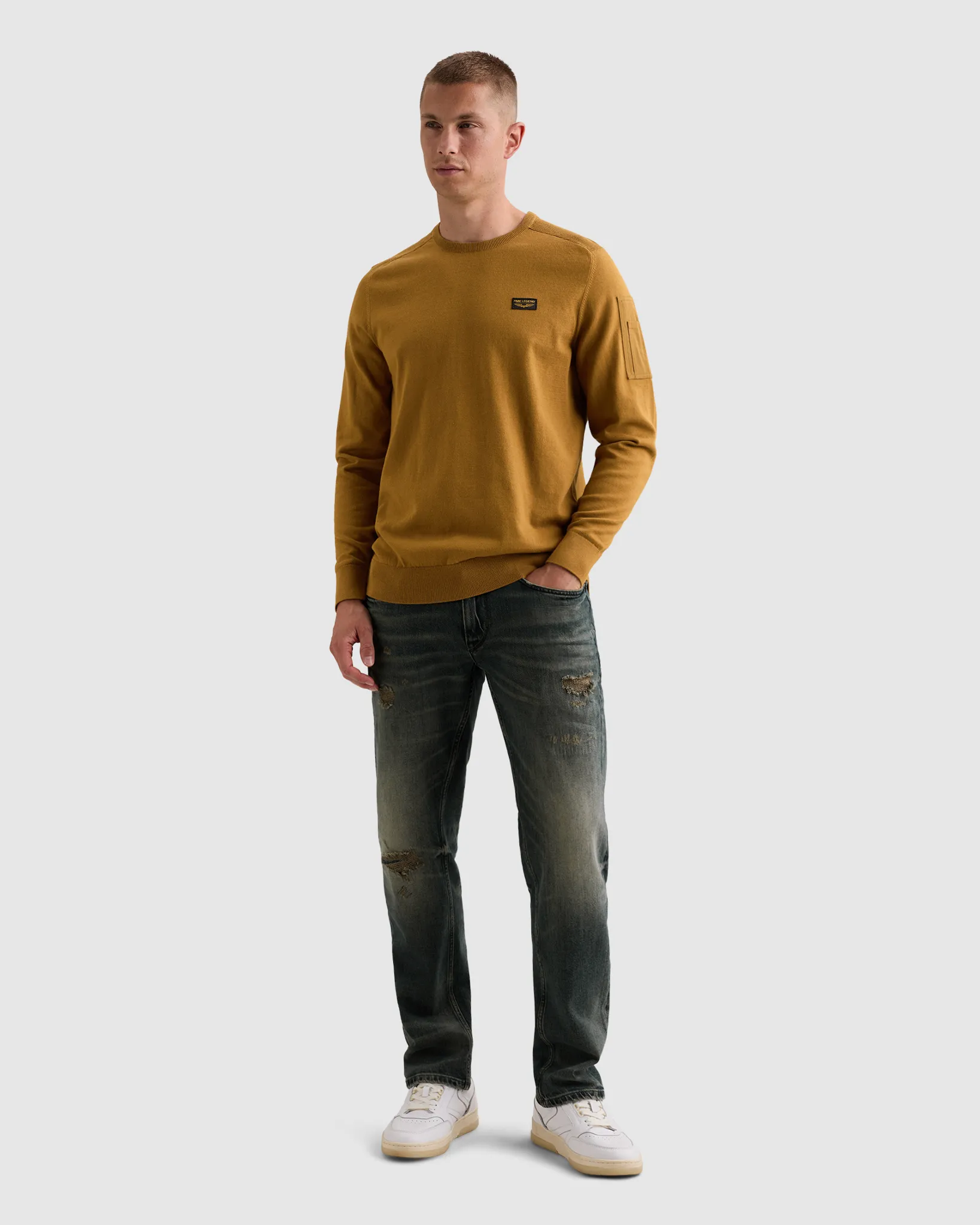 PME Legend Trui ronde hals Bruin 111529-001-L