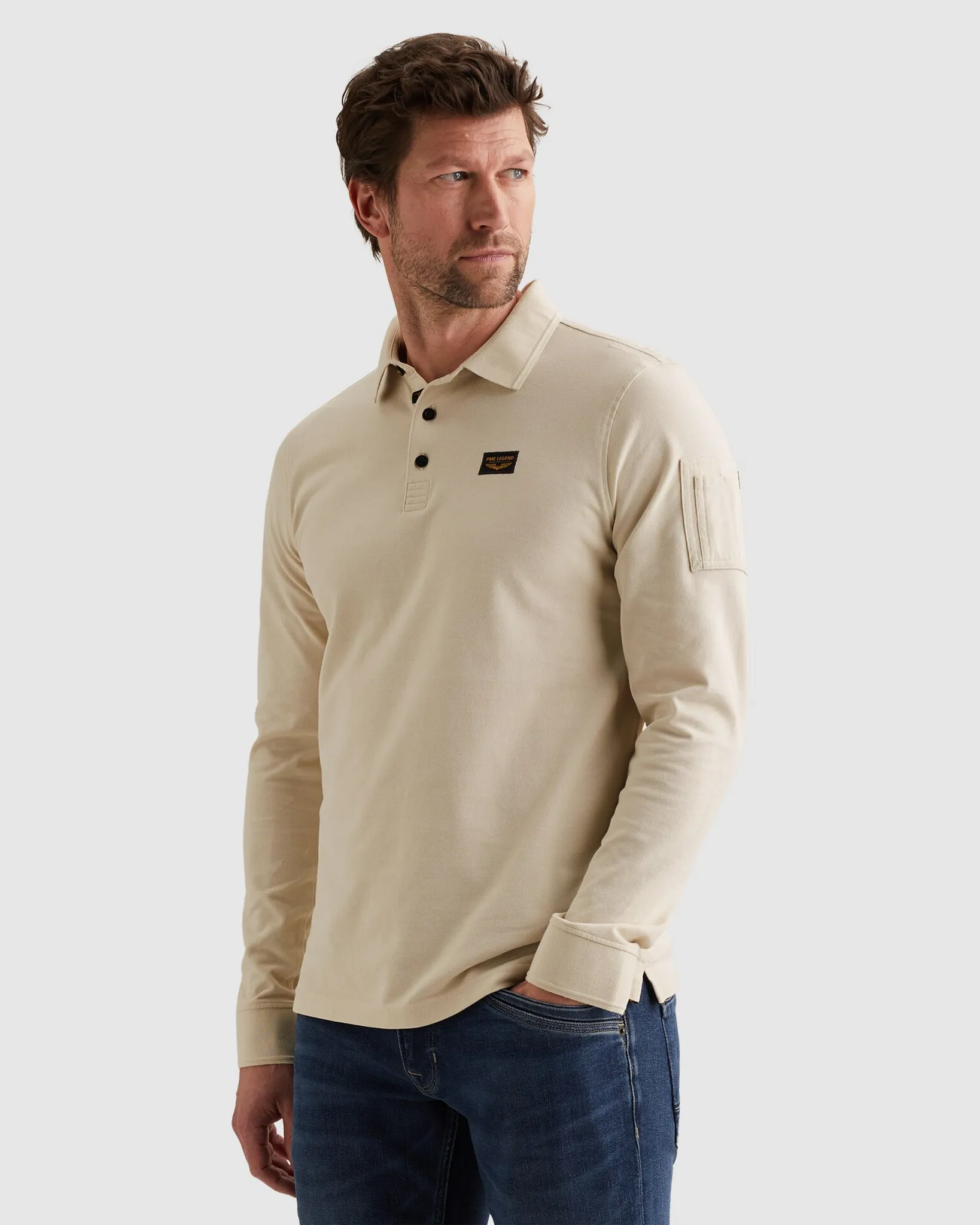 PME Legend Polo Lange mouw Wit 111809-001-L