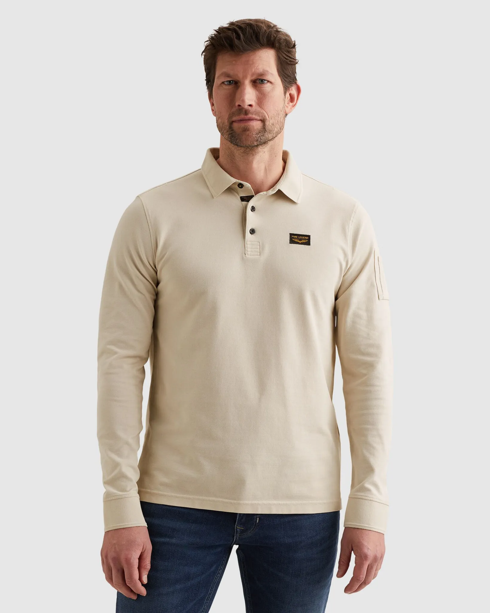 PME Legend Polo Lange mouw Wit 111809-001-L