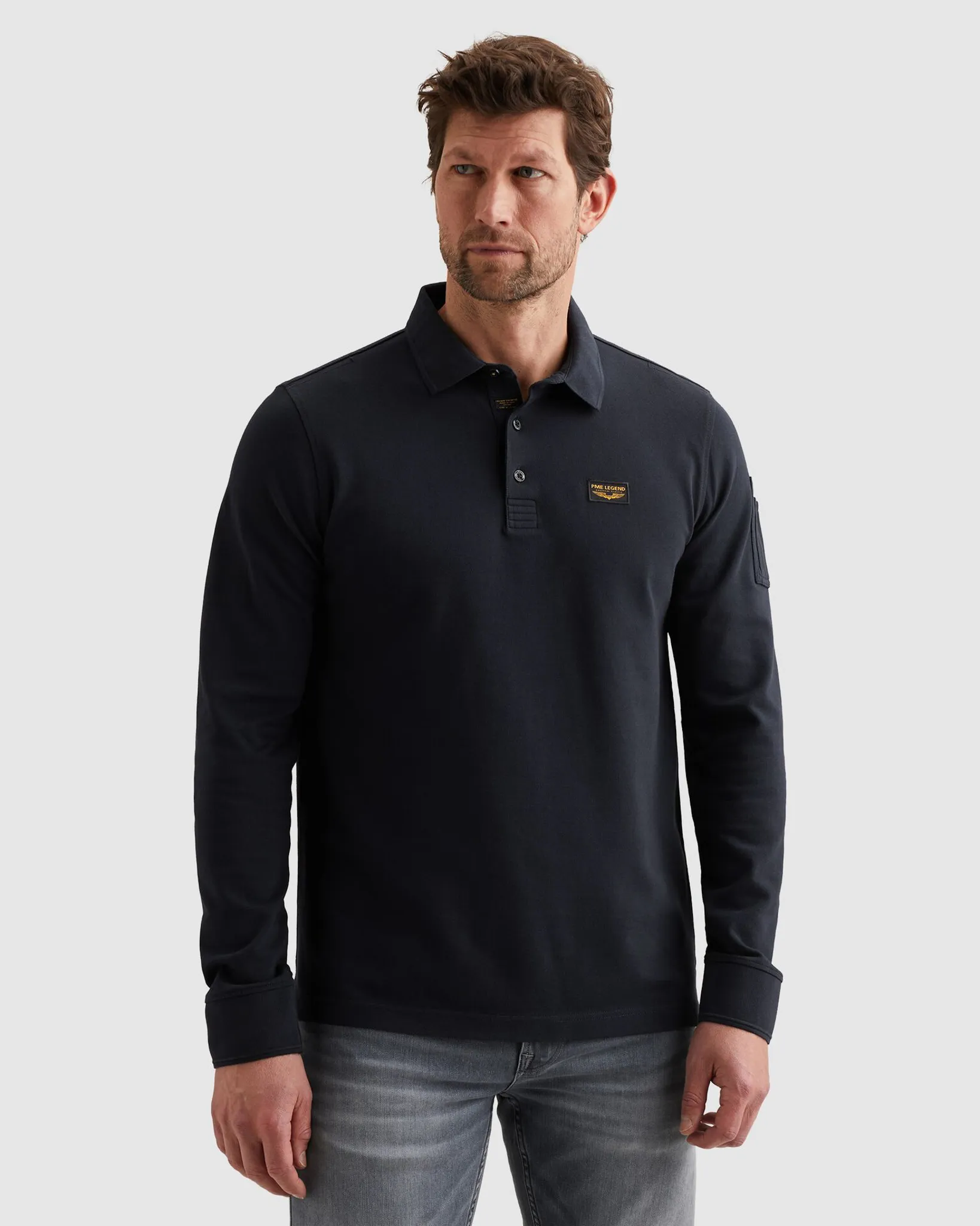 PME Legend Polo Lange mouw Blauw 111813-001-L