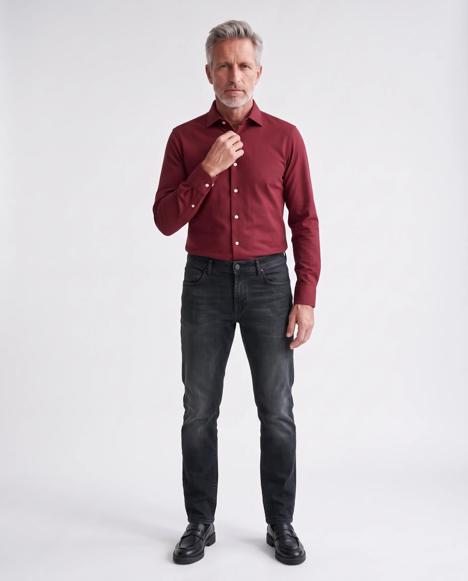 The BLUEPRINT Premium Overhemd Bordeaux uni 112577-003-L