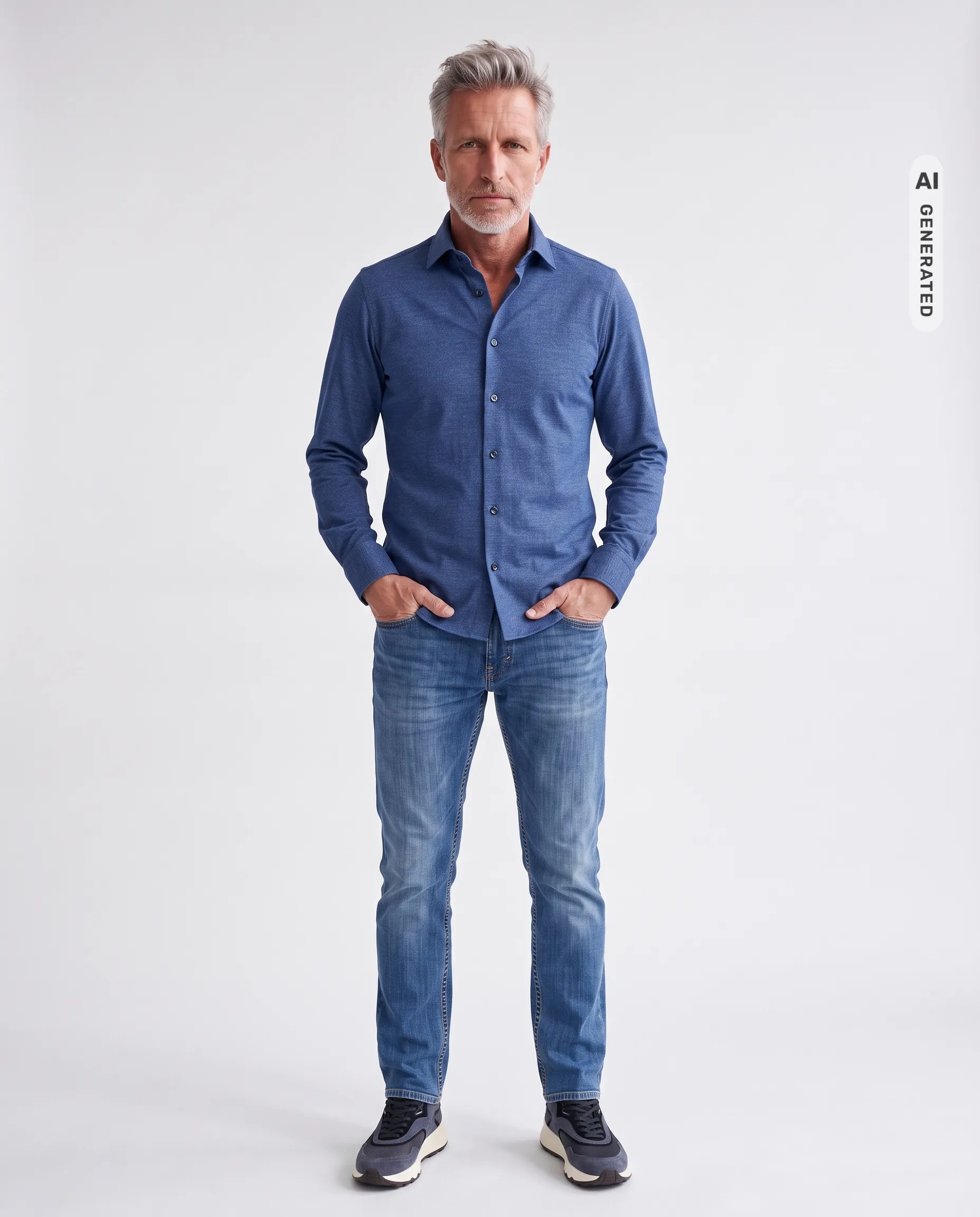 The BLUEPRINT Premium Overhemd Medium Blue 112577-009-L