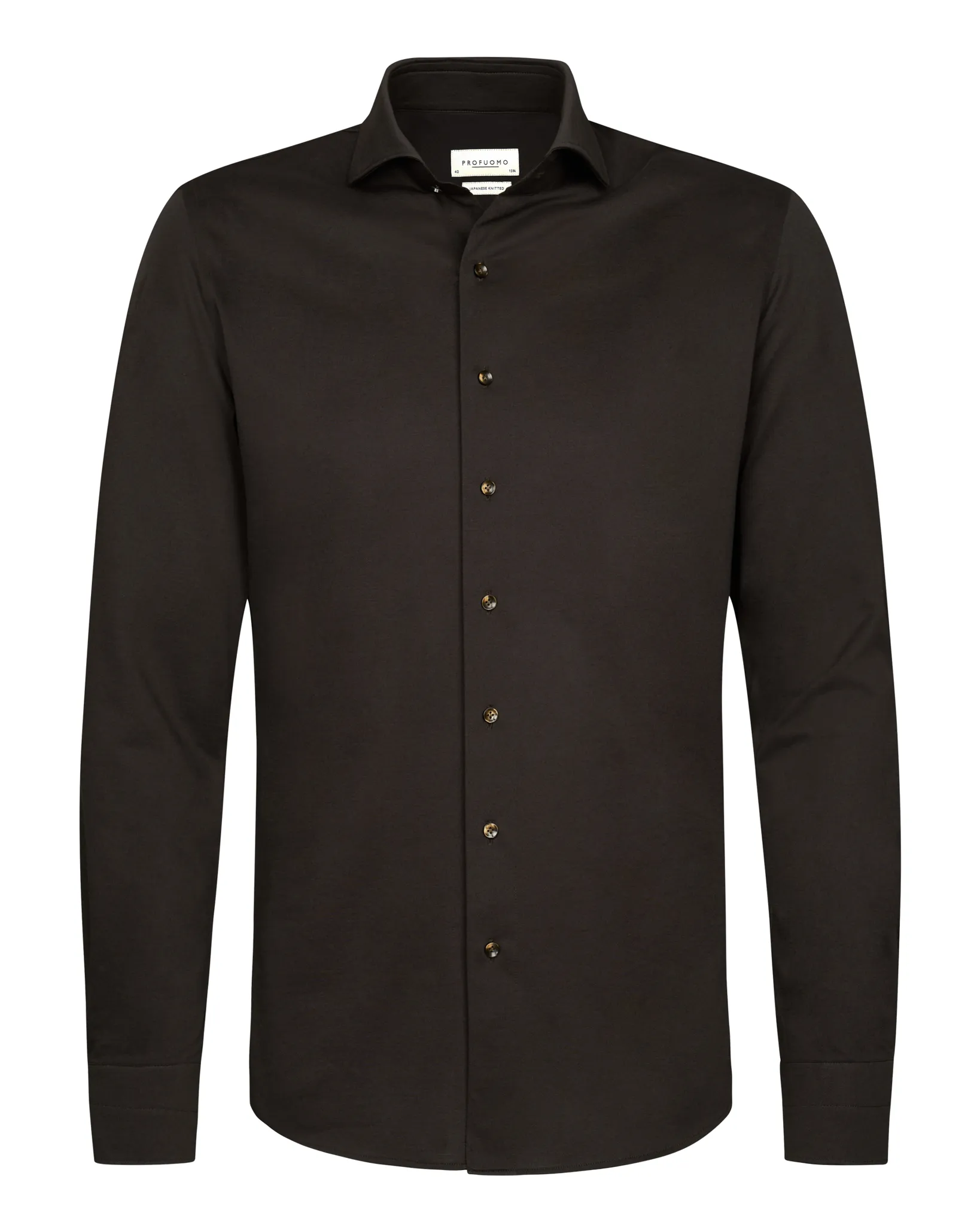Profuomo Japanese knitted Casual overhemd Bruin 112897-001-38