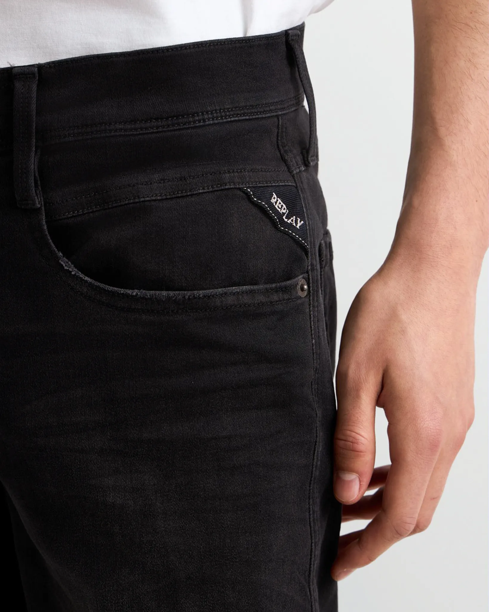 Replay Anbass Hyperflex Jeans Zwart 114101-001-32/32