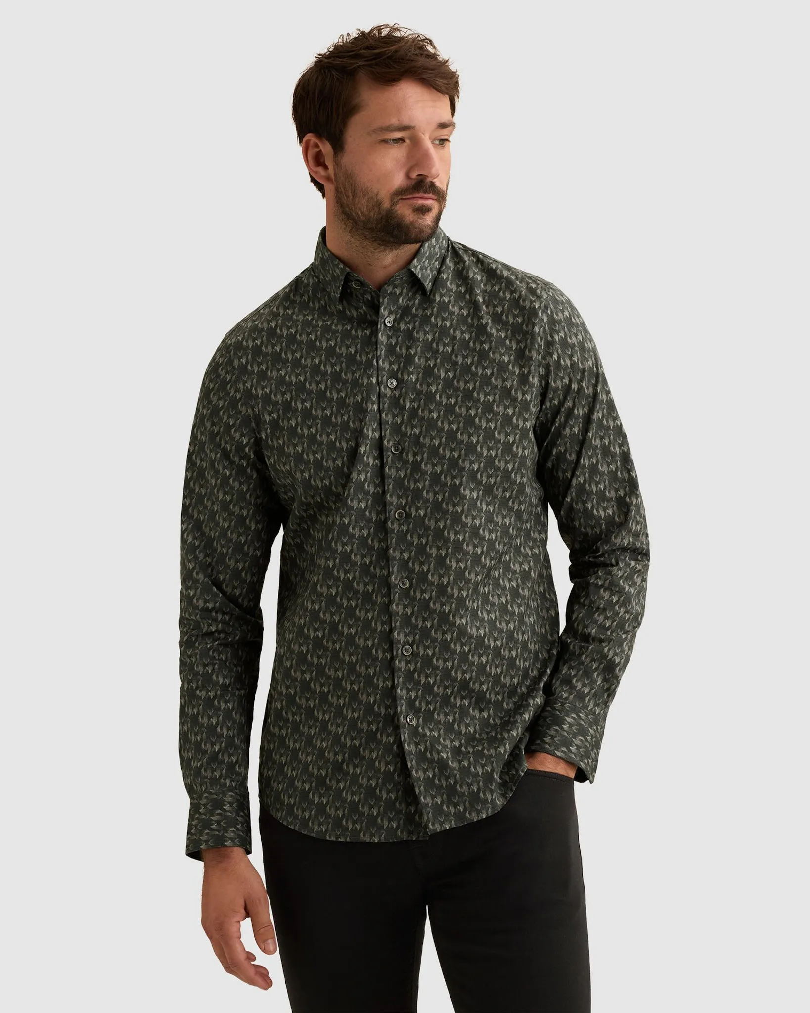 Vanguard Casual Overhemd Groen 115239-001-L