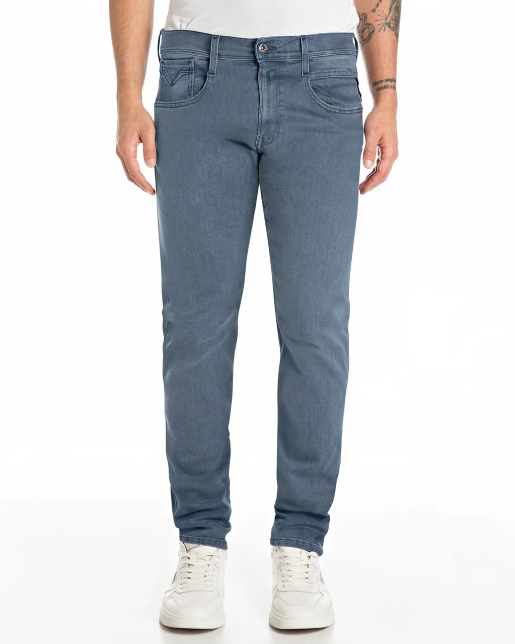 Replay Anbass Hyperflex Eco Plus Slim Fit Jeans voor heren, 009, medium blue., 34W x 32L